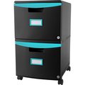 Storex Industries Storex Industries 61315U01C 2-Drawer Mobile Filing Cabinet - Black & Teal 61315U01C